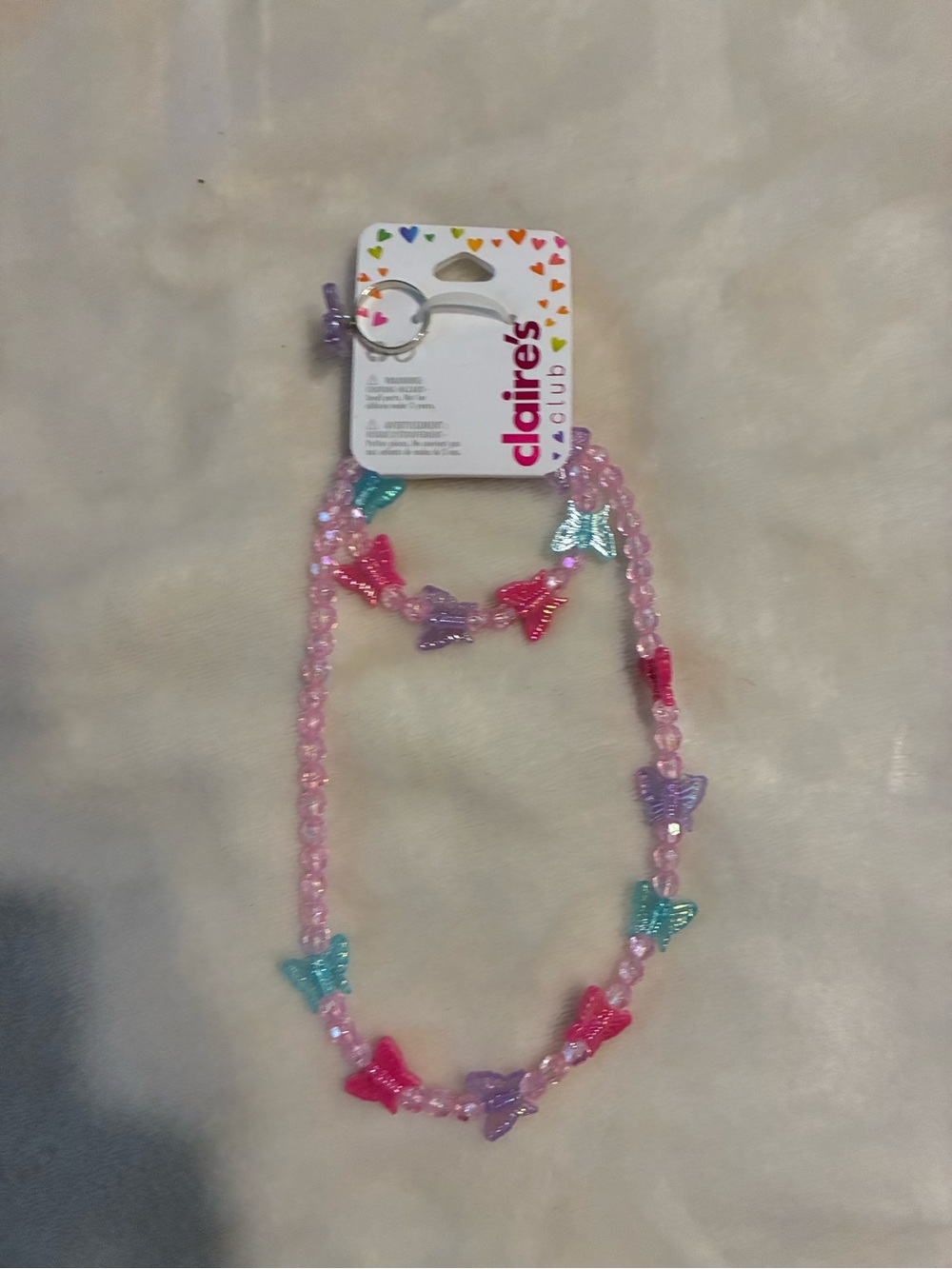 Claire's Pink Butterfly Bead Necklace for Kids